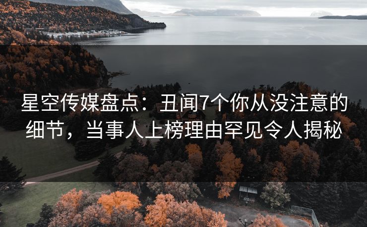 星空传媒盘点：丑闻7个你从没注意的细节，当事人上榜理由罕见令人揭秘