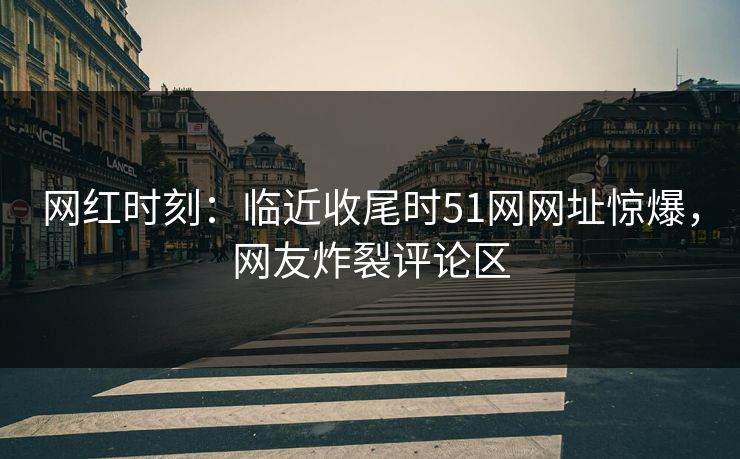 网红时刻：临近收尾时51网网址惊爆，网友炸裂评论区
