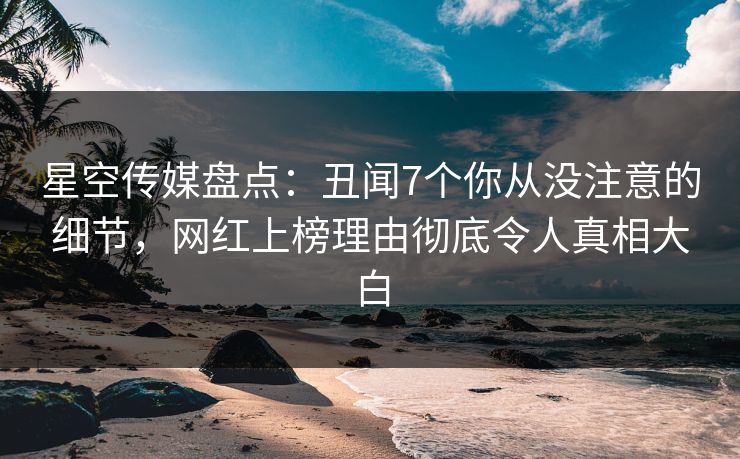 星空传媒盘点：丑闻7个你从没注意的细节，网红上榜理由彻底令人真相大白
